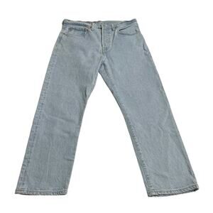 Levis 501 Womens Jeans Size 30 Button Fly Straight Cropped Light Washed Denim
